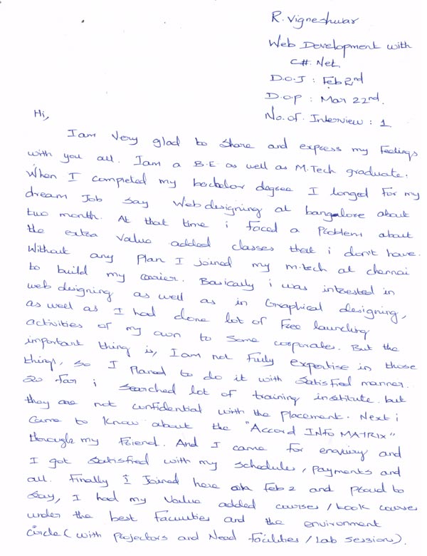 Dot Student Testimonial